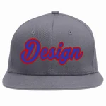 Custom Dark Gray Royal-Red Flat Eaves Sport Baseball Cap Design for Men/Women/Youth