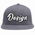 Custom Dark Gray White-Black Flat Eaves Sport Baseball Cap Design for Men/Women/Youth