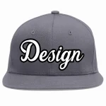 Custom Dark Gray White-Black Flat Eaves Sport Baseball Cap Design for Men/Women/Youth