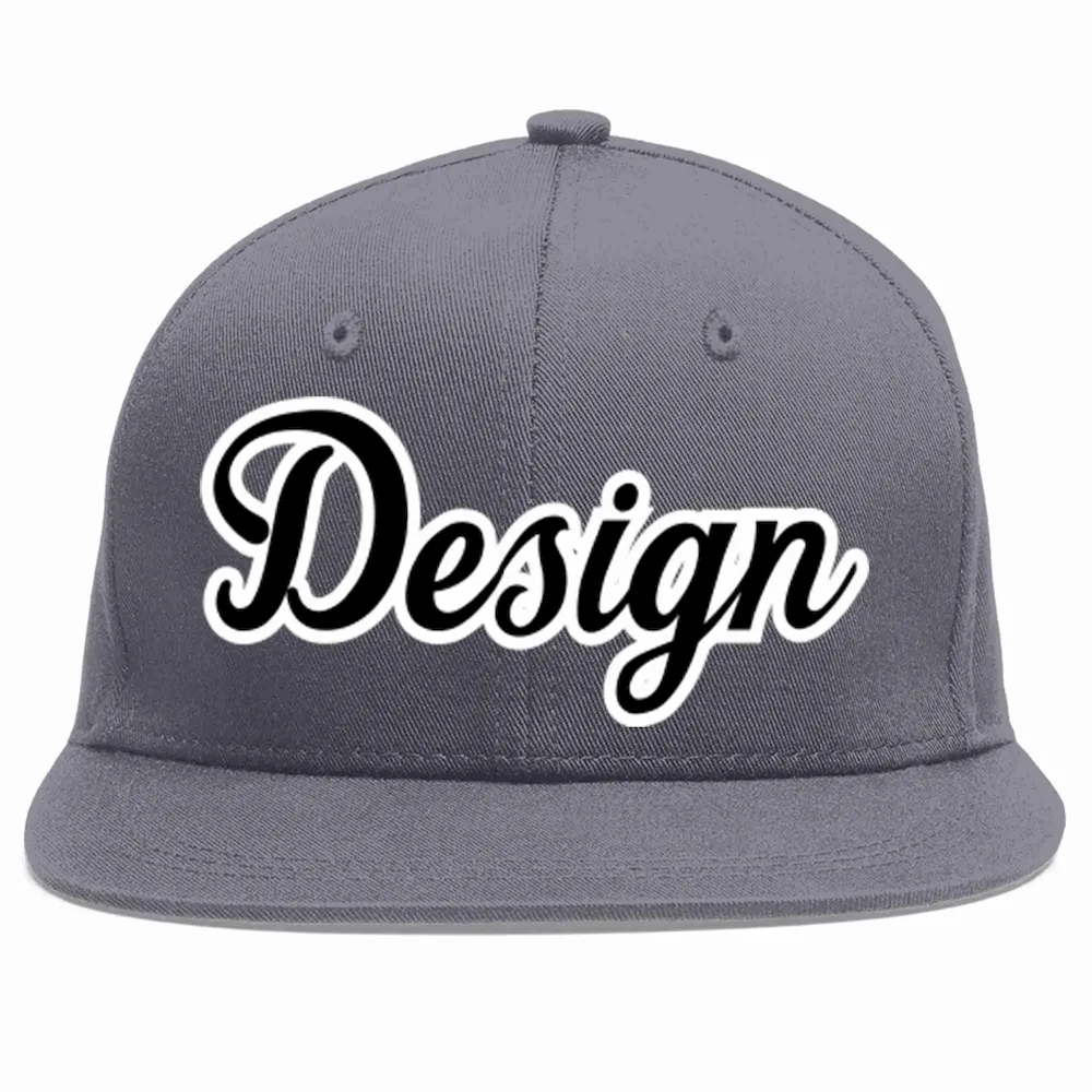 Custom Dark Gray Gold-Black Flat Eaves Sport Baseball Cap Design for Men/Women/Youth