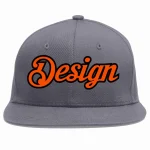Custom Dark Gray Orange-Black Flat Eaves Sport Baseball Cap Design for Men/Women/Youth