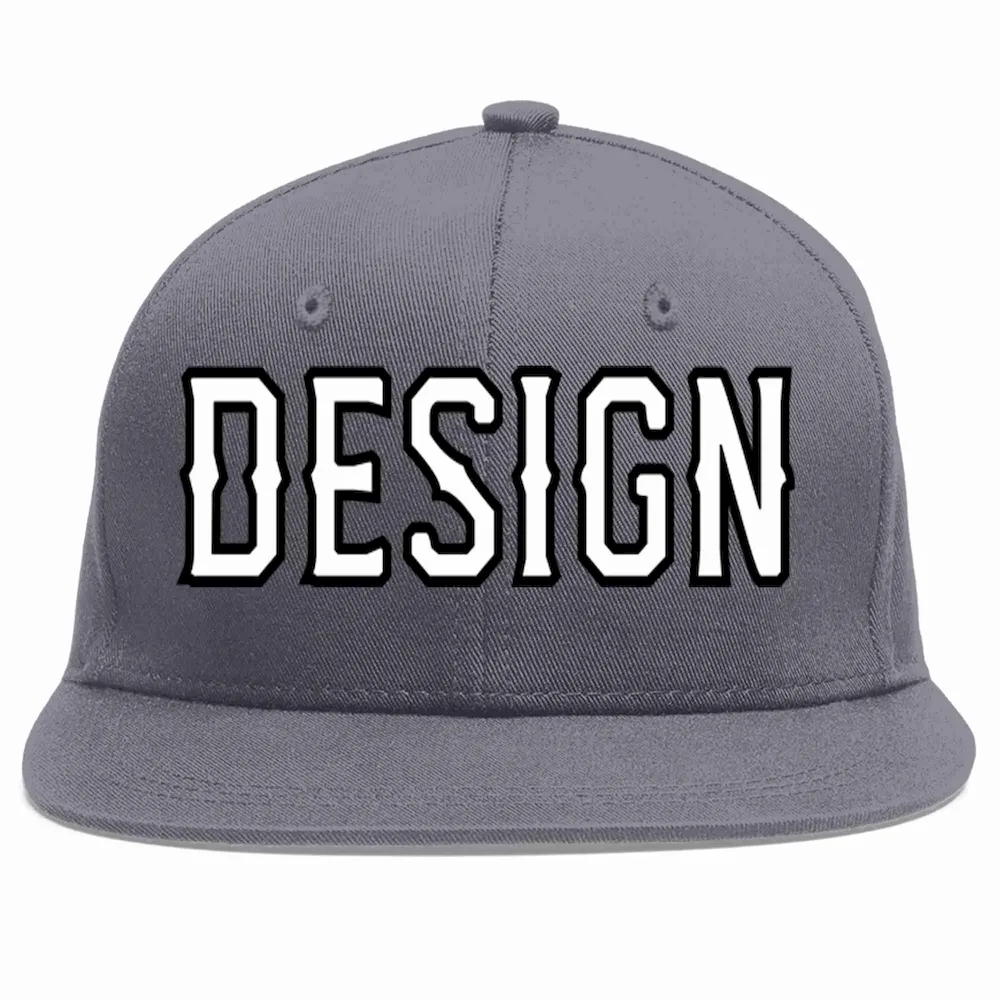 Custom Dark Gray Royal-Red Flat Eaves Sport Baseball Cap Design for Men/Women/Youth