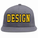 Custom Dark Gray Royal-White Flat Eaves Sport Baseball Cap Design for Men/Women/Youth