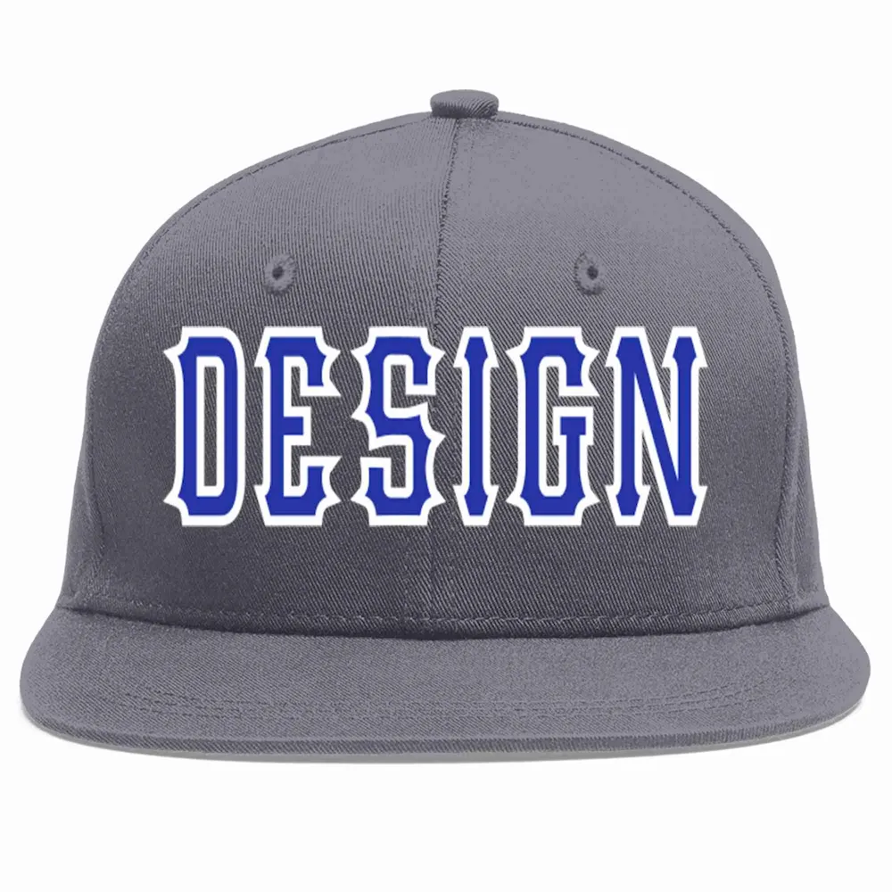 Custom Dark Gray White-Red Flat Eaves Sport Baseball Cap Design for Men/Women/Youth