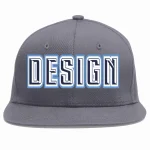 Custom Dark Gray Navy-White Flat Eaves Sport Baseball Cap Design for Men/Women/Youth