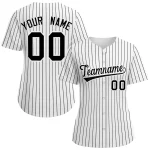 Custom White Black-White Stripe Fashion Baseball Jersey For Women