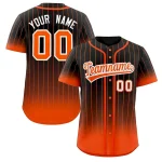 Custom Black Orange-White Gradient Stripe Fashion Authentic Baseball Jersey