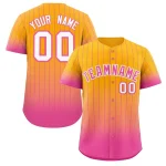 Custom Yellow Pink-White Gradient Stripe Fashion Authentic Baseball Jersey