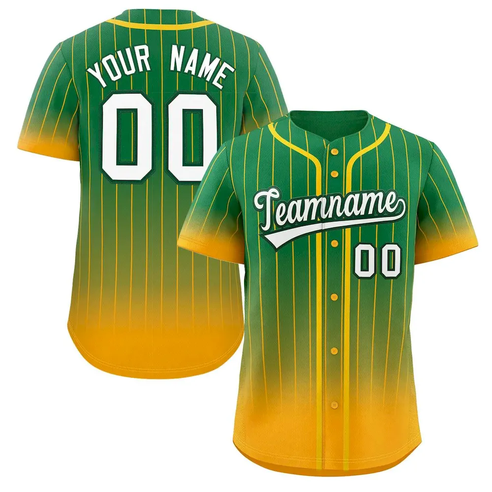 Custom Aqua Neon Green-Gold Gradient Stripe Fashion Authentic Baseball Jersey