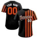 Custom Black Orange Thick Stripe Fashion Design Authentic Baseball Jersey
