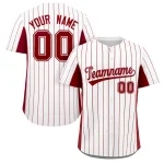 Custom White Light Blue Stripe Fashion Design Full Button Authentic Baseball Jersey