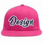 Custom Rose Red Navy-White Flat Eaves Sport Baseball Cap Design for Men/Women/Youth
