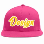 Custom Rose Red Gold-White Flat Eaves Sport Baseball Cap Design for Men/Women/Youth