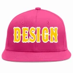 Custom Rose Red Gold-White Flat Eaves Sport Baseball Cap Design for Men/Women/Youth