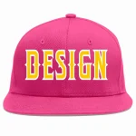 Custom Rose Red Gold-White Flat Eaves Sport Baseball Cap Design for Men/Women/Youth
