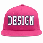 Custom Rose Red White-Navy Flat Eaves Sport Baseball Cap Design for Men/Women/Youth