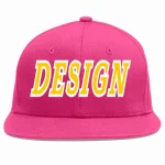 Custom Rose Red Gold-White Flat Eaves Sport Baseball Cap Design for Men/Women/Youth