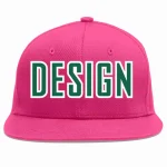 Custom Rose Red Kelly Green-White Flat Eaves Sport Baseball Cap Design for Men/Women/Youth