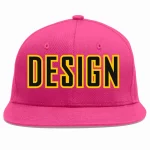 Custom Rose Red Black-Gold Flat Eaves Sport Baseball Cap Design for Men/Women/Youth