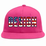Custom Rose Red Vintage USA Flag-Gold Flat Eaves Sport Baseball Cap Design for Men/Women/Youth