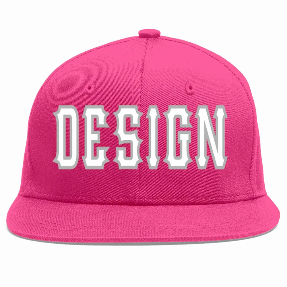 Custom Rose Red White-Royal Flat Eaves Sport Baseball Cap Design for Men/Women/Youth