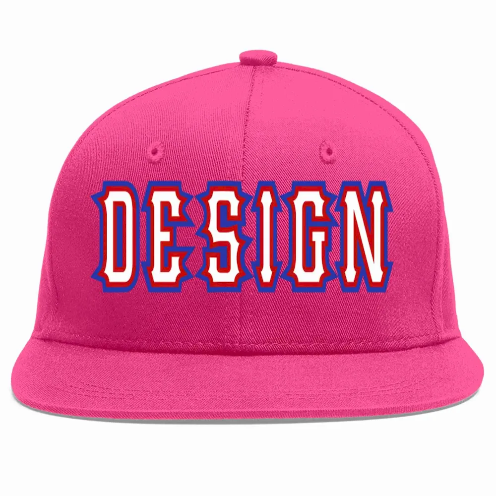 Custom Rose Red White-Red Flat Eaves Sport Baseball Cap Design for Men/Women/Youth