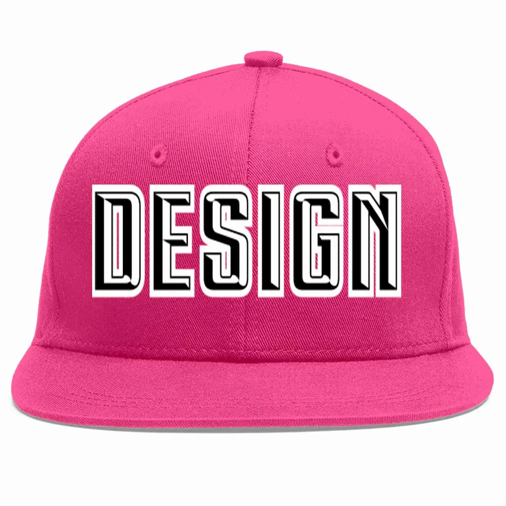 Custom Rose Red White-Black Flat Eaves Sport Baseball Cap Design for Men/Women/Youth