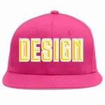 Custom Rose Red Gold-White Flat Eaves Sport Baseball Cap Design for Men/Women/Youth