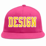 Custom Rose Red Gold-White Flat Eaves Sport Baseball Cap Design for Men/Women/Youth