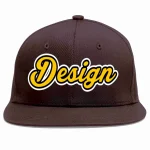 Custom Brown Gold-Black Flat Eaves Sport Baseball Cap Design for Men/Women/Youth