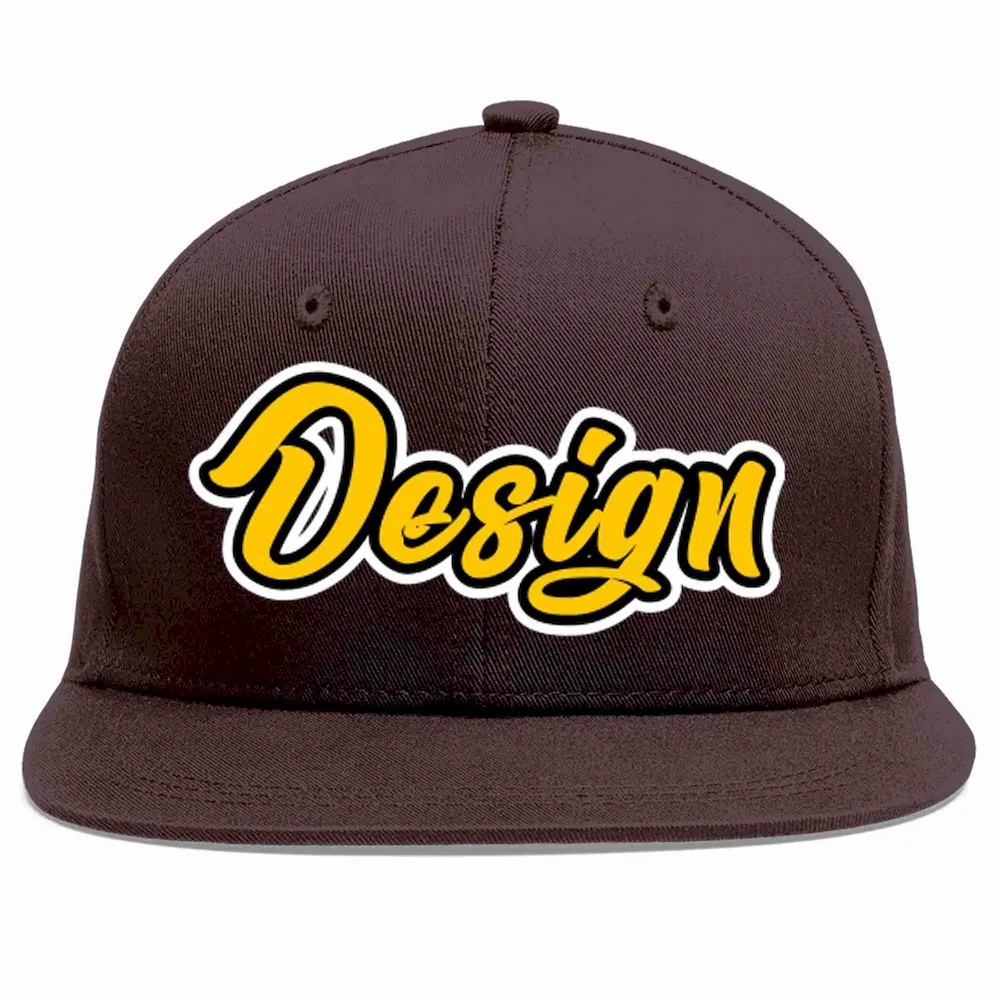 Custom Brown Gray-White Flat Eaves Sport Baseball Cap Design for Men/Women/Youth