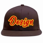Custom Brown Red-Yellow Flat Eaves Sport Baseball Cap Design for Men/Women/Youth