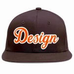 Custom Brown Orange-White Flat Eaves Sport Baseball Cap Design for Men/Women/Youth
