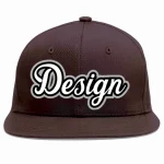 Custom Brown White-Black Flat Eaves Sport Baseball Cap Design for Men/Women/Youth
