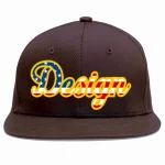 Custom Brown Vintage USA Flag-Gold Flat Eaves Sport Baseball Cap Design for Men/Women/Youth