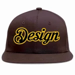 Custom Brown Black-Gold Flat Eaves Sport Baseball Cap Design for Men/Women/Youth