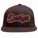 Custom Brown Crimson-Black Flat Eaves Sport Baseball Cap Design for Men/Women/Youth