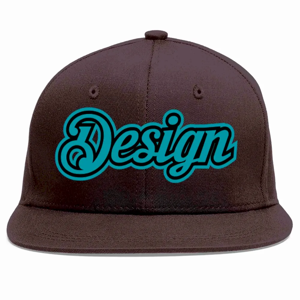 Custom Brown Kelly Green-White Flat Eaves Sport Baseball Cap Design for Men/Women/Youth