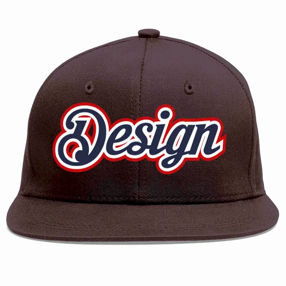 Custom Brown Red-Yellow Flat Eaves Sport Baseball Cap Design for Men/Women/Youth