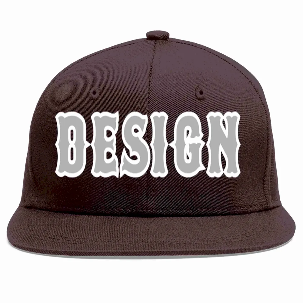 Custom Brown Red-White Flat Eaves Sport Baseball Cap Design for Men/Women/Youth