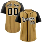 Custom Purple White-Gold Stripe Fashion Raglan Sleeves Authentic Baseball Jersey