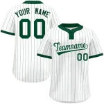 Custom White Green Stripe Fashion Authentic Two-Button Baseball Jersey