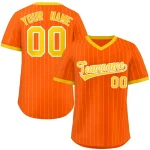 Custom Gold Orange Stripe Fashion Authentic Pullover Baseball Jersey
