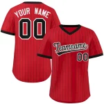 Custom Red Black Stripe Fashion Authentic Pullover Baseball Jersey