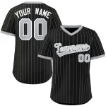 Custom Gray Black Stripe Fashion Authentic Pullover Baseball Jersey