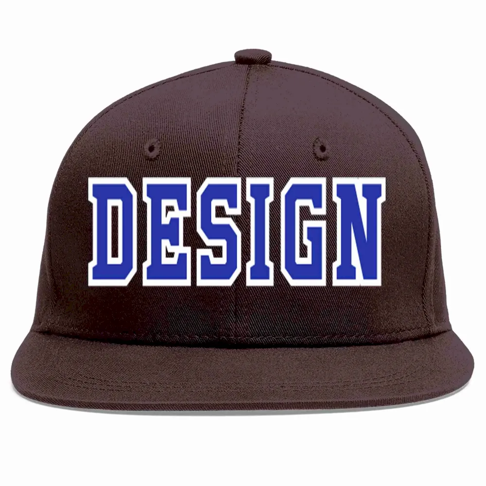 Custom Brown Crimson-Black Flat Eaves Sport Baseball Cap Design for Men/Women/Youth