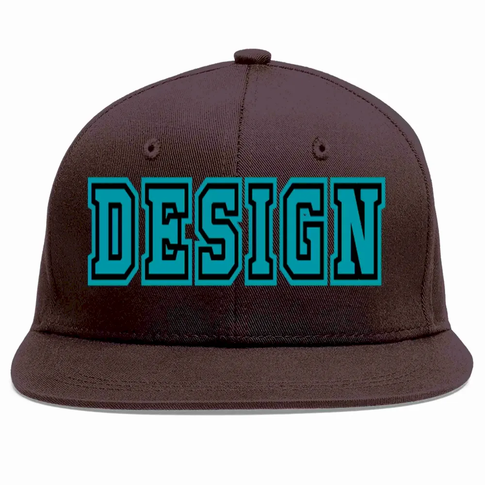 Custom Brown Kelly Green-White Flat Eaves Sport Baseball Cap Design for Men/Women/Youth