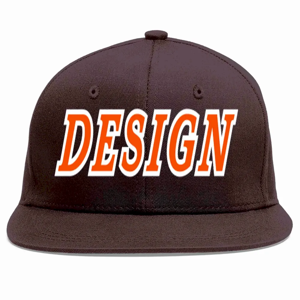 Custom Brown Royal-White Flat Eaves Sport Baseball Cap Design for Men/Women/Youth