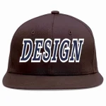 Custom Brown Navy-White Flat Eaves Sport Baseball Cap Design for Men/Women/Youth
