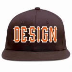 Custom Brown Orange-White Flat Eaves Sport Baseball Cap Design for Men/Women/Youth